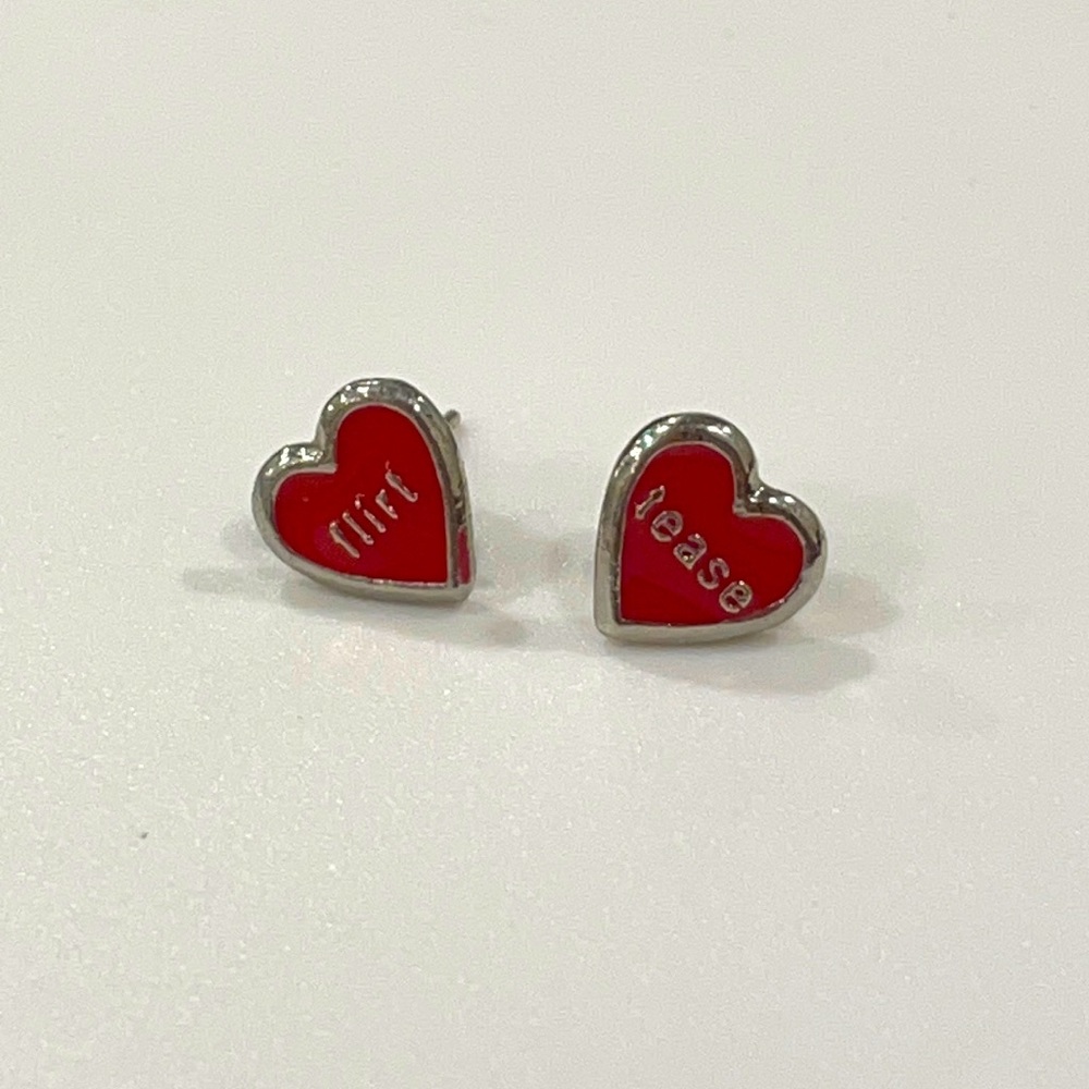 “Tease” “Flirt” Heart Earrings